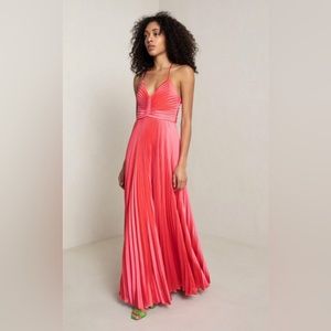 A.L.C. Aries Satin Pleated Dress in coral. Size 0. Perfect condition. Worn once.